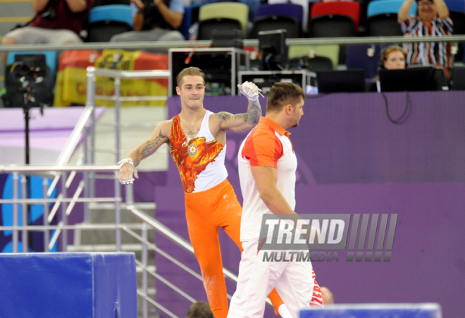 Azərbaycan gimnastı Oleq Stepko Avropa Oyunlarında gümüş medal qazandı. Bakı, Azərbaycan, 18 iyun 2015